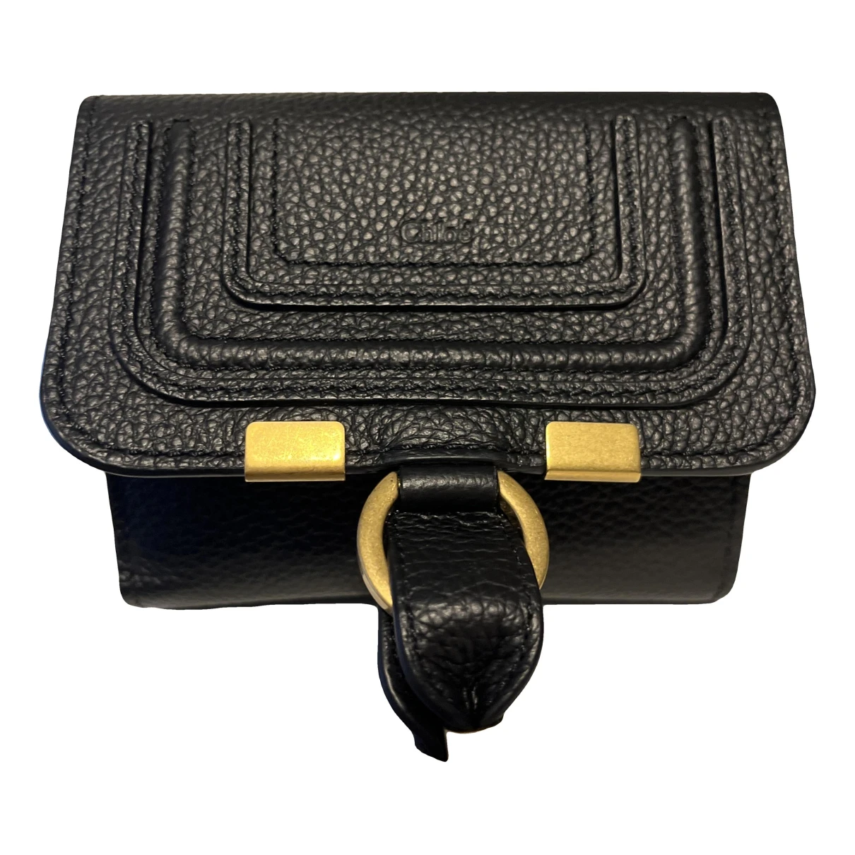Pre-owned Chloé Marcie Leather Wallet In Black