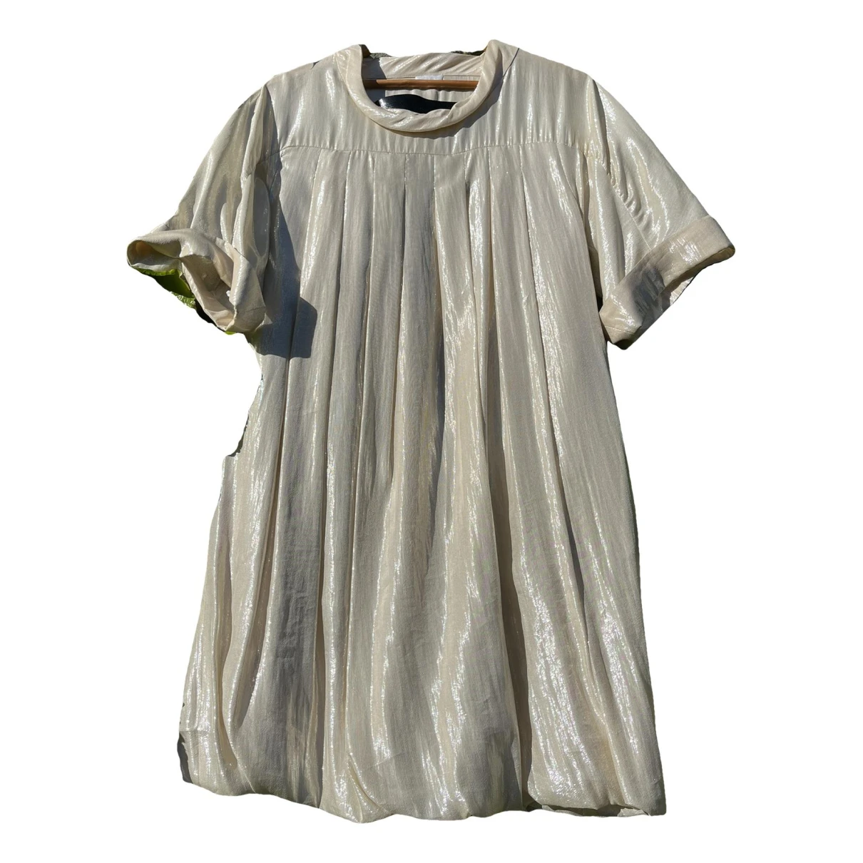 Pre-owned Cacharel Silk Mini Dress In Gold