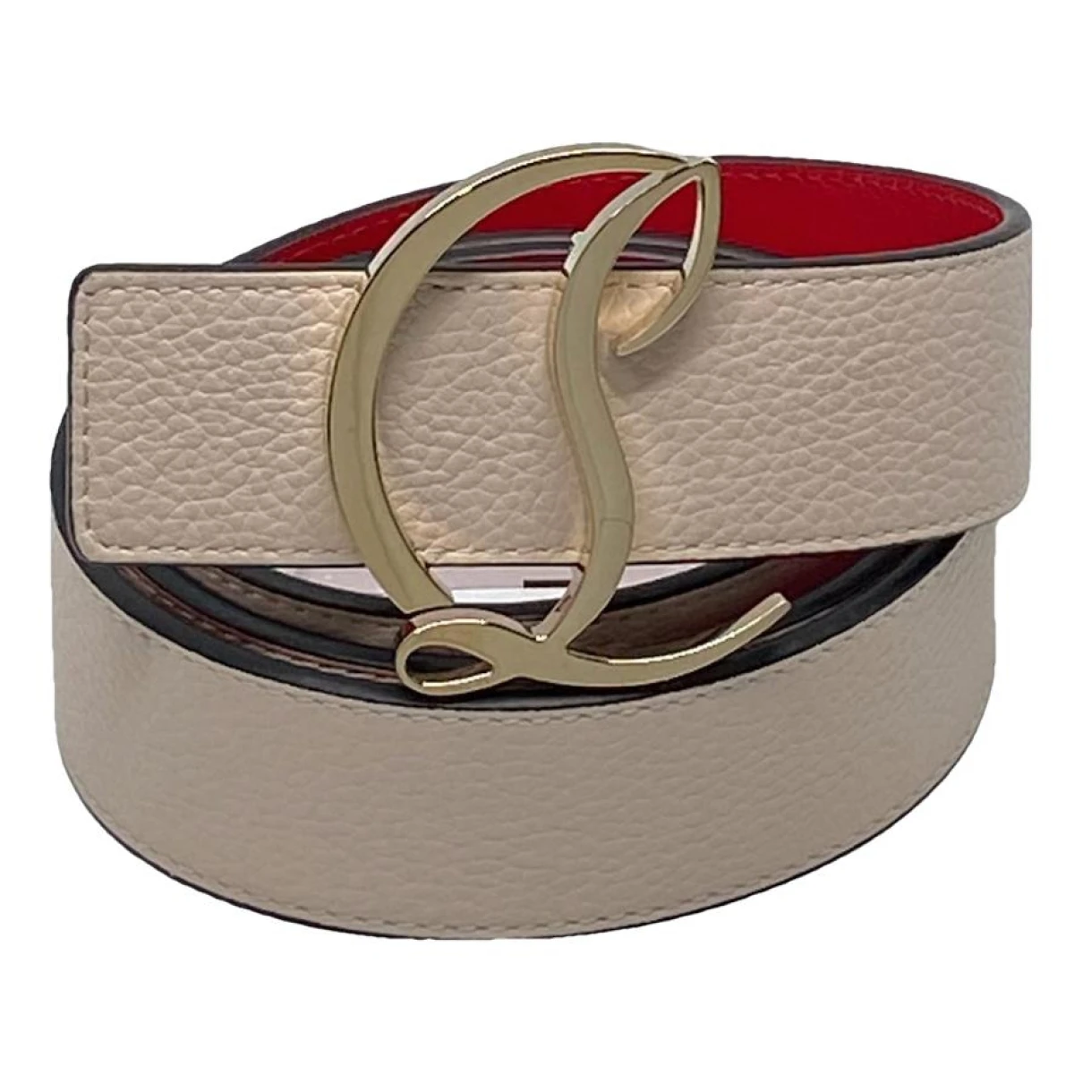 Pre-owned Christian Louboutin Leather Belt In Beige