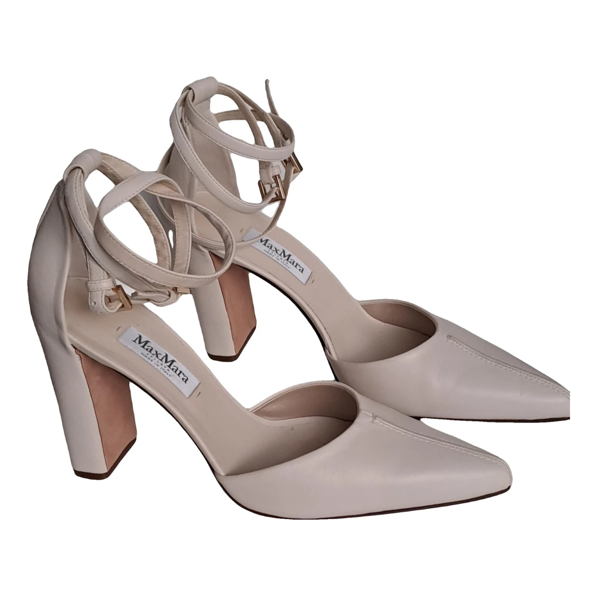 Pre-owned Max Mara Leather Heels In White