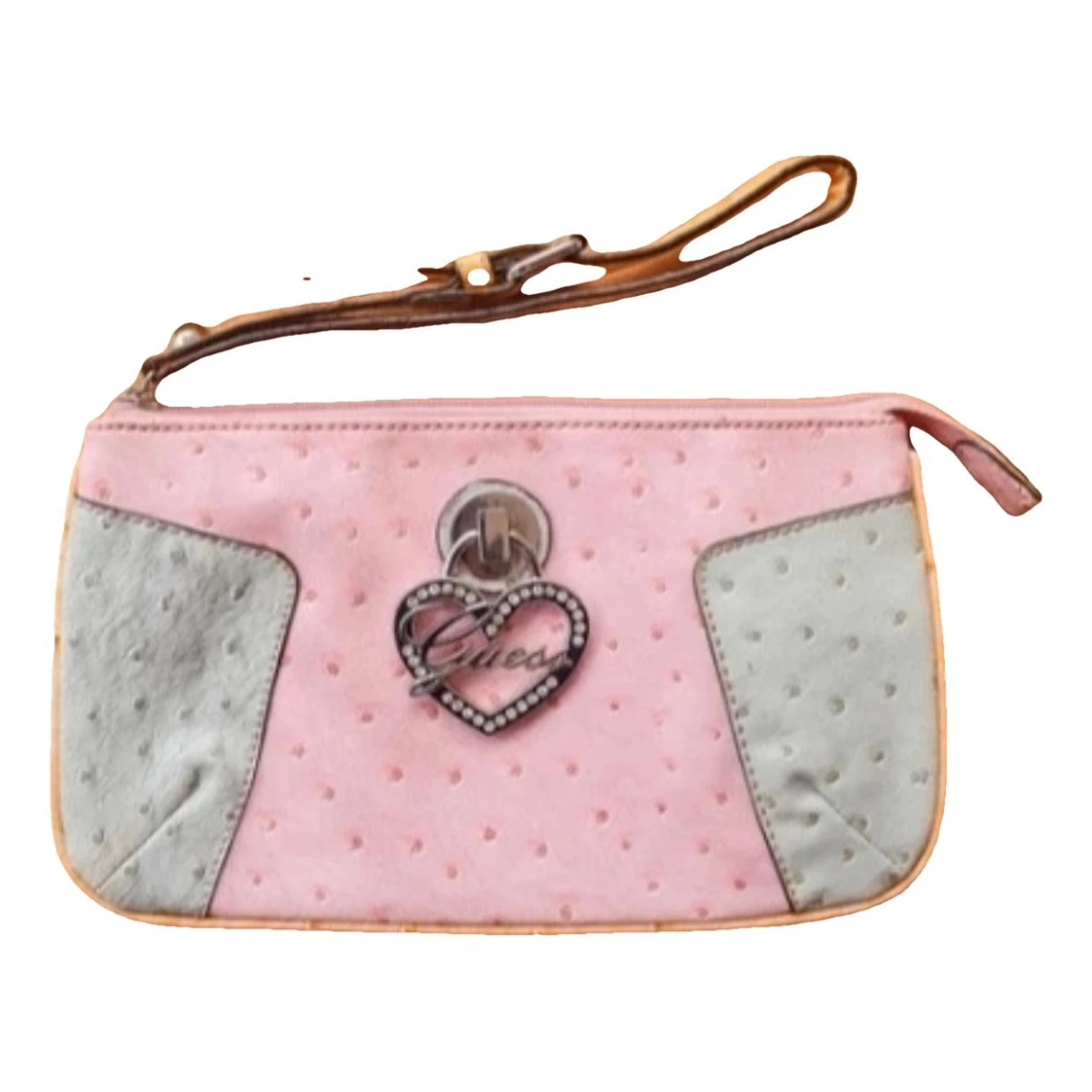 Pre-owned Guess Leather Clutch Bag In Pink