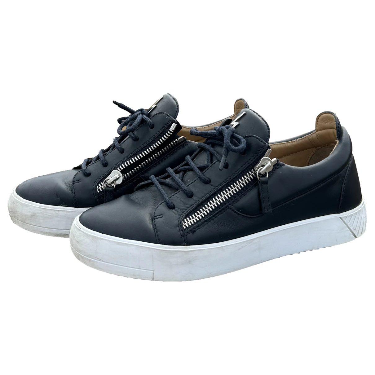 Pre-owned Giuseppe Zanotti Leather Low Trainers In Blue