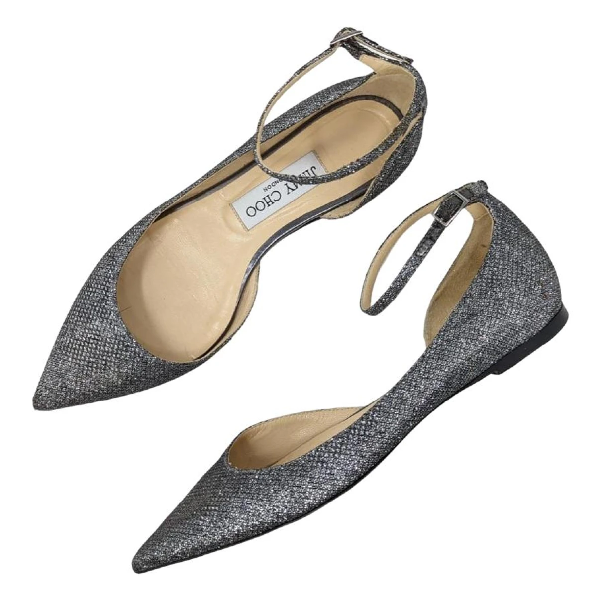 Pre-owned Jimmy Choo Lucy Leather Ballet Flats In Metallic