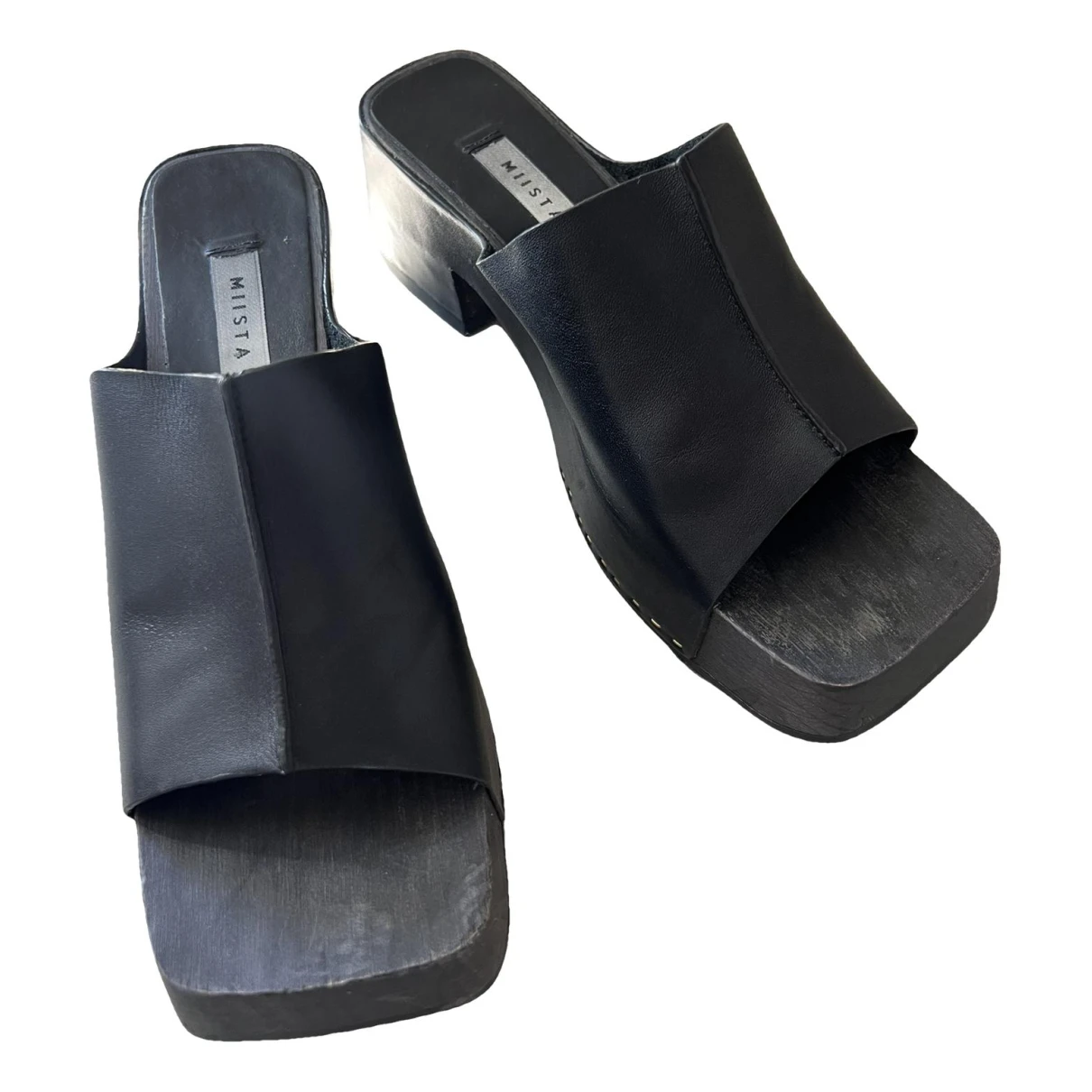 Pre-owned Miista Leather Mules & Clogs In Black