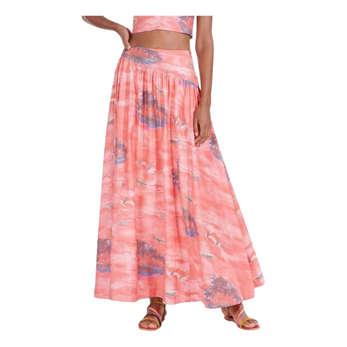 Pre-owned Staud Maxi Skirt In Pink
