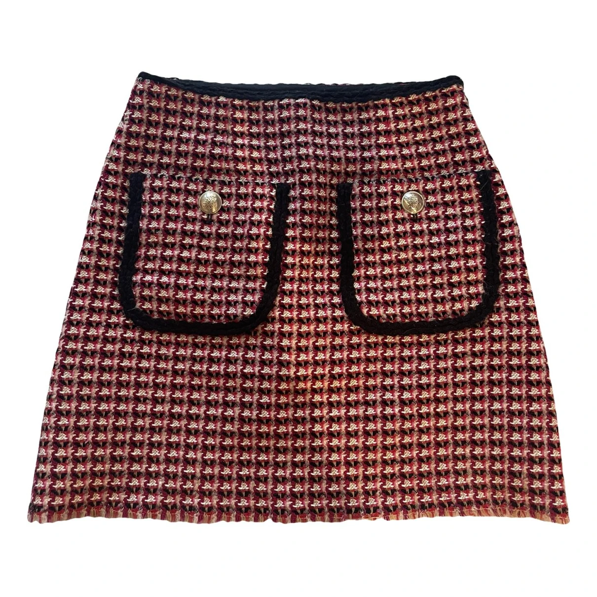 Pre-owned Maje Tweed Mini Skirt In Red