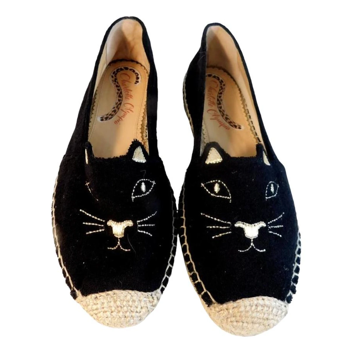 Pre-owned Charlotte Olympia Kitty Espadrilles In Black