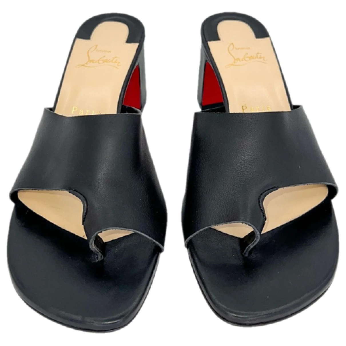 Pre-owned Christian Louboutin Leather Mules & Clogs In Black