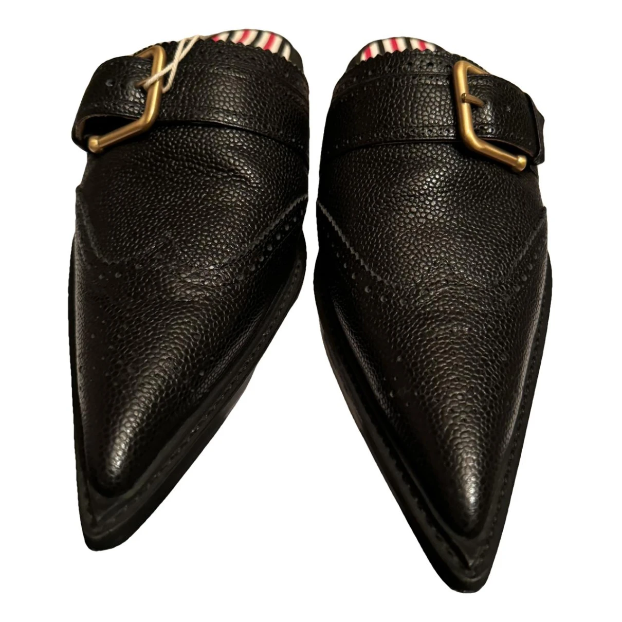 Pre-owned Thom Browne Leather Flats In Black