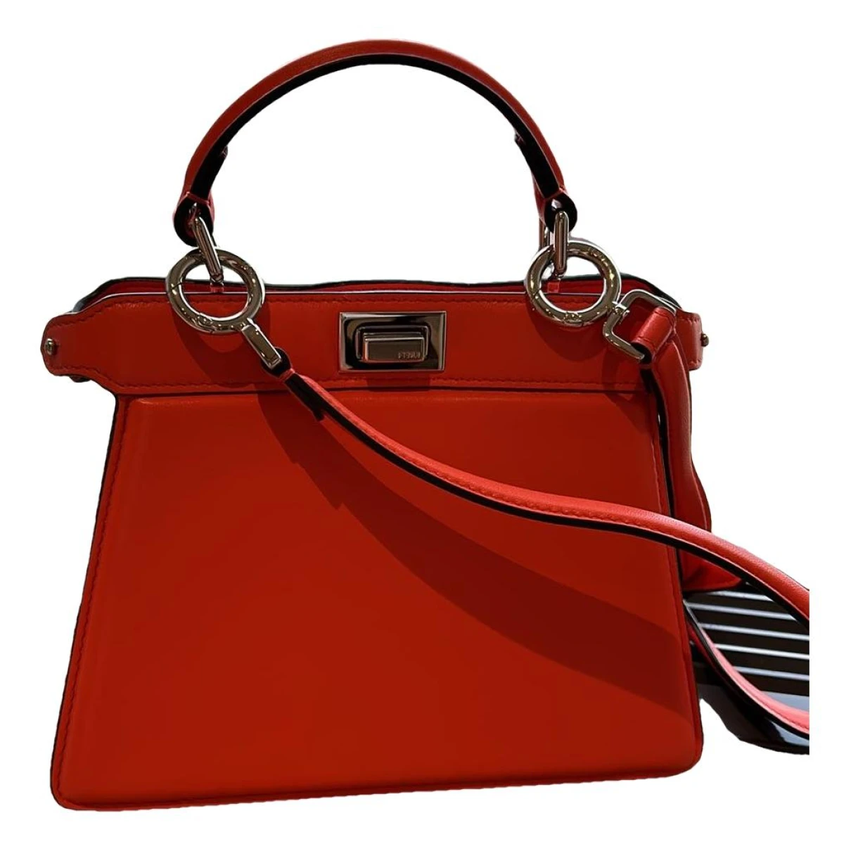 Pre-owned Fendi Peekaboo Iseeu Leather Handbag In Orange