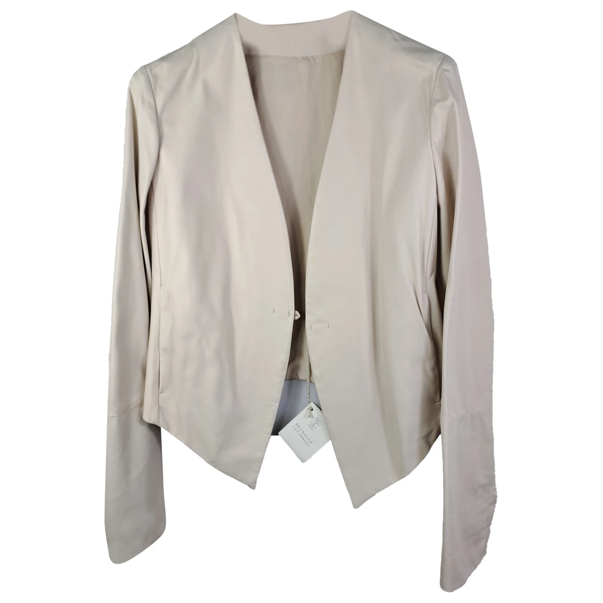 Pre-owned Brunello Cucinelli Leather Jacket In Beige