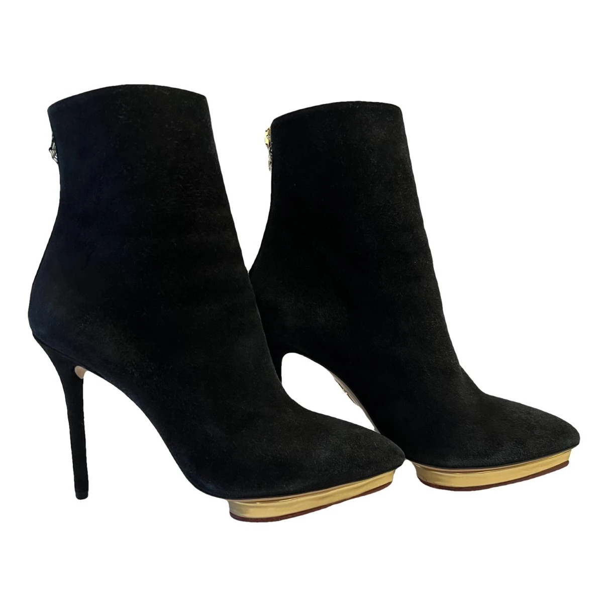 Pre-owned Charlotte Olympia Debbie Western Boots In Black