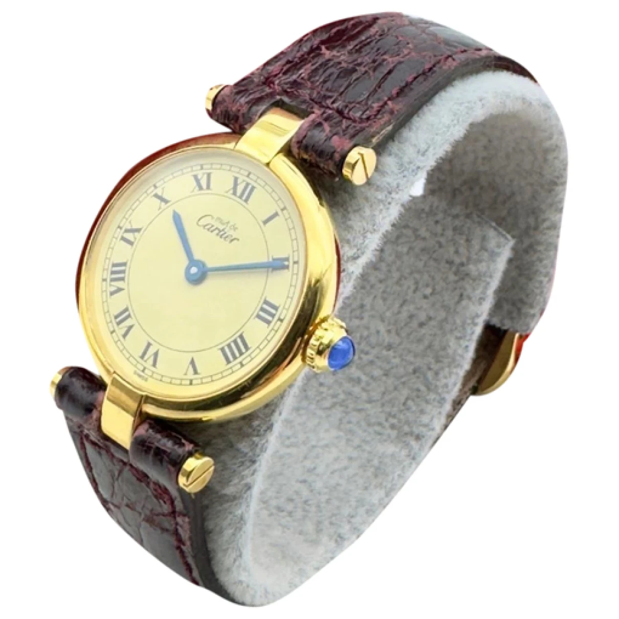 Pre-owned Cartier Must Vendôme Silver Gilt Watch In Burgundy