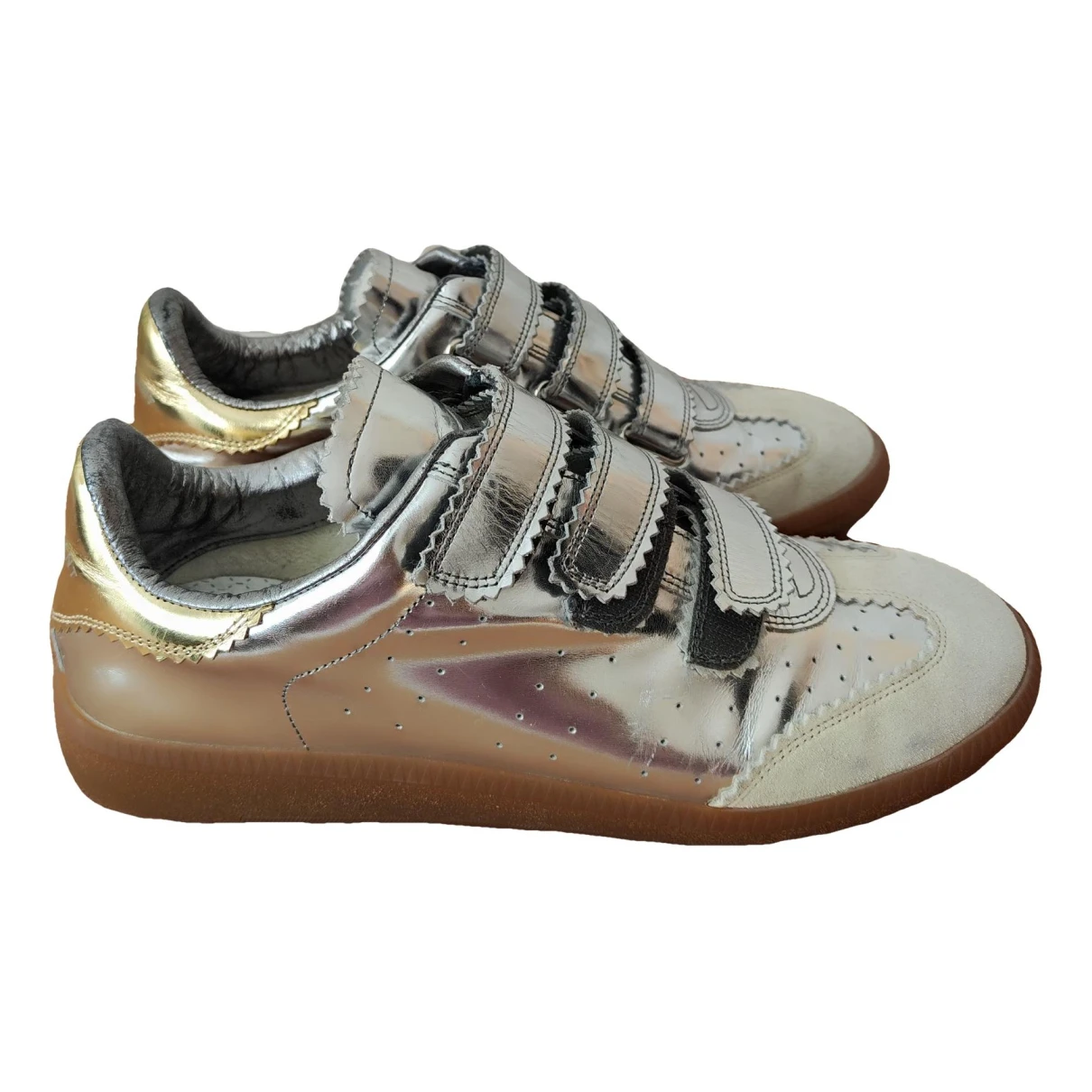 Pre-owned Isabel Marant Beth Leather Trainers In Metallic