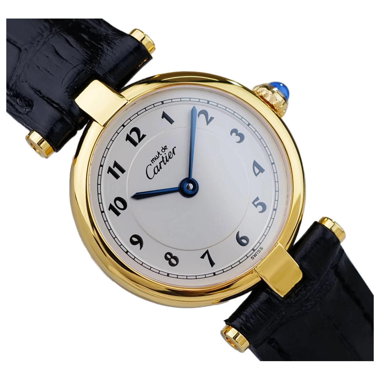 Pre-owned Cartier Must Vendôme Silver Gilt Watch In Black