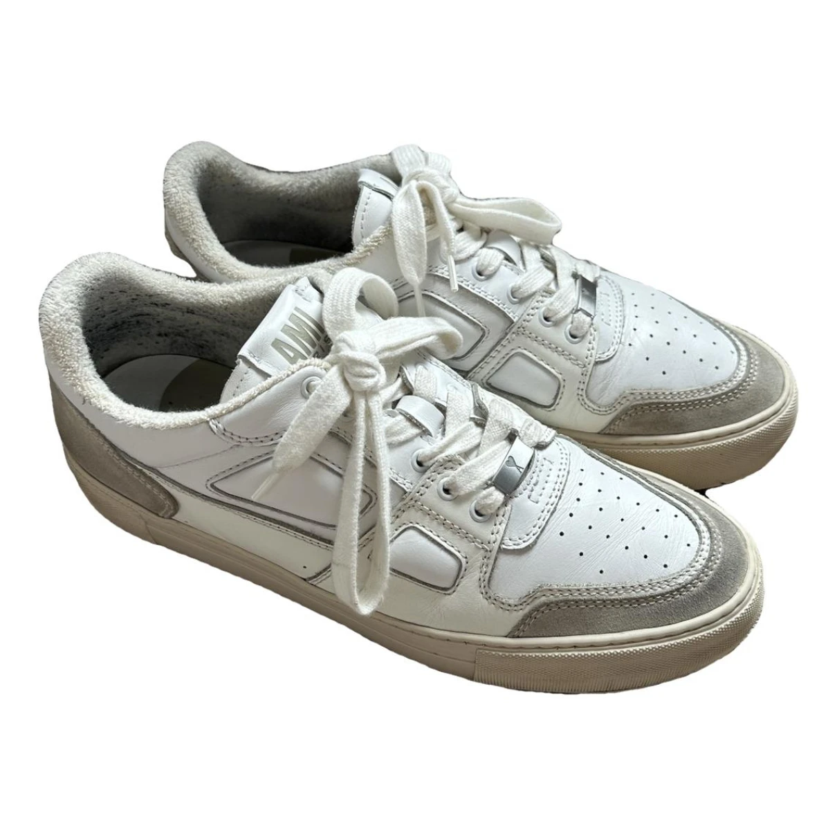 Pre-owned Ami Alexandre Mattiussi Leather Low Trainers In White