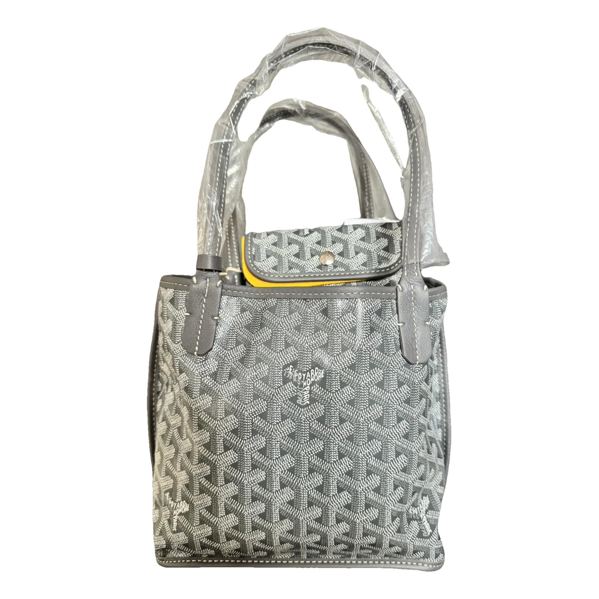 Pre-owned Goyard Anjou Leather Tote In Grey