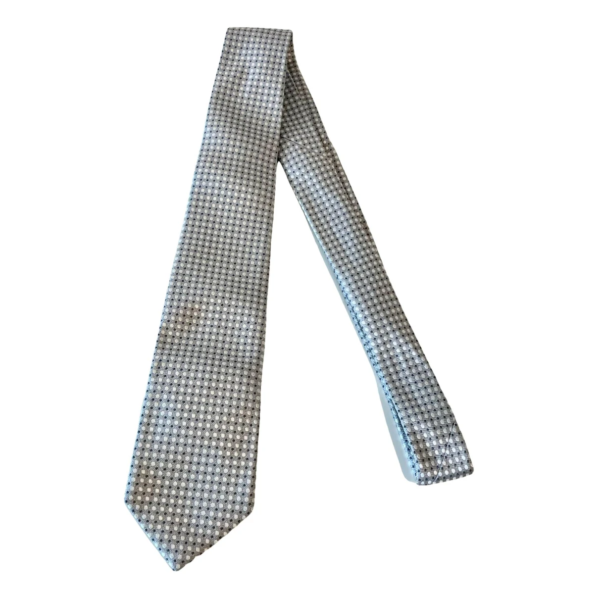 Pre-owned Gucci Silk Tie In Grey