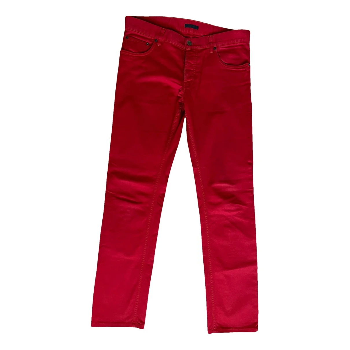 Pre-owned Prada Trousers In Red