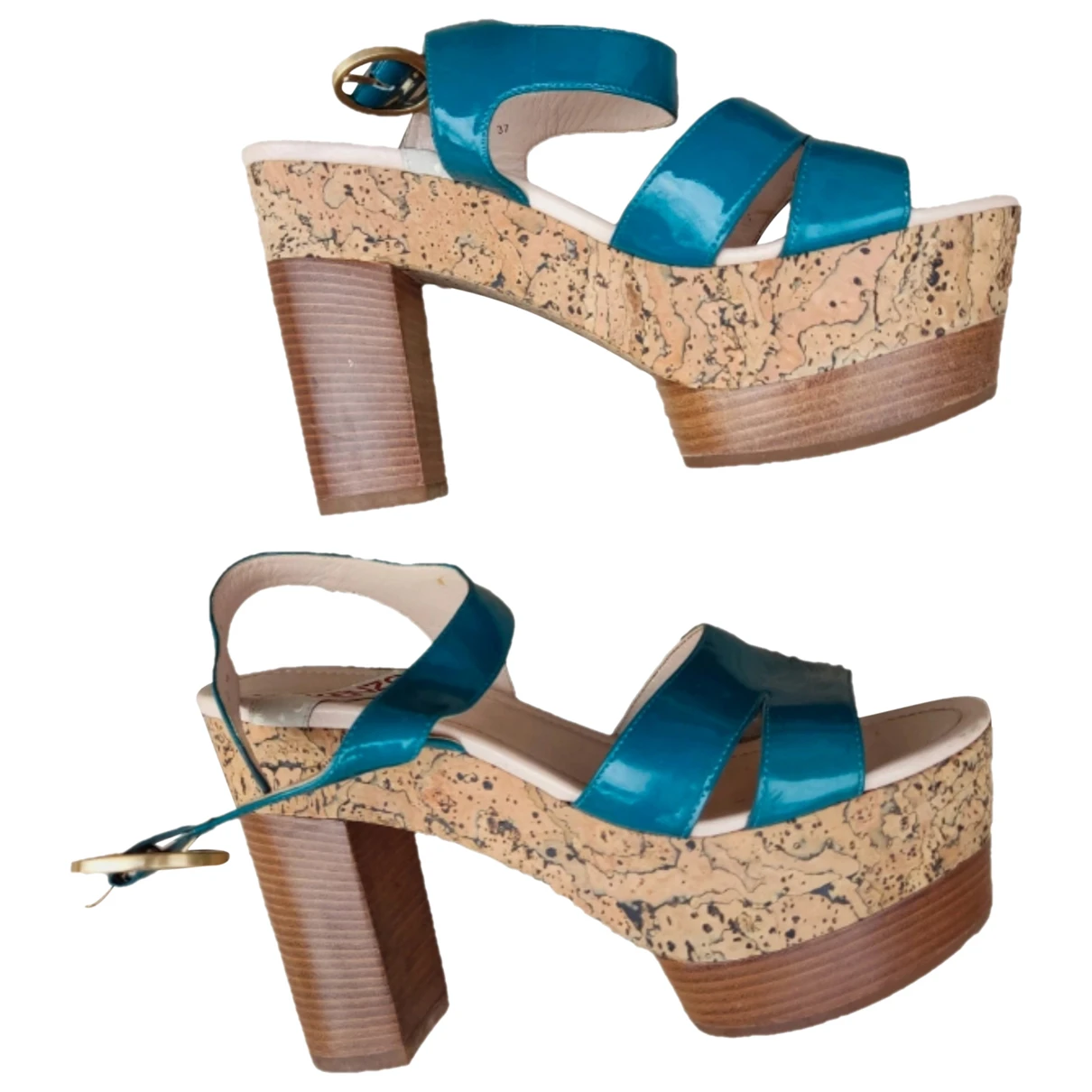 Pre-owned Kenzo Leather Sandals In Blue