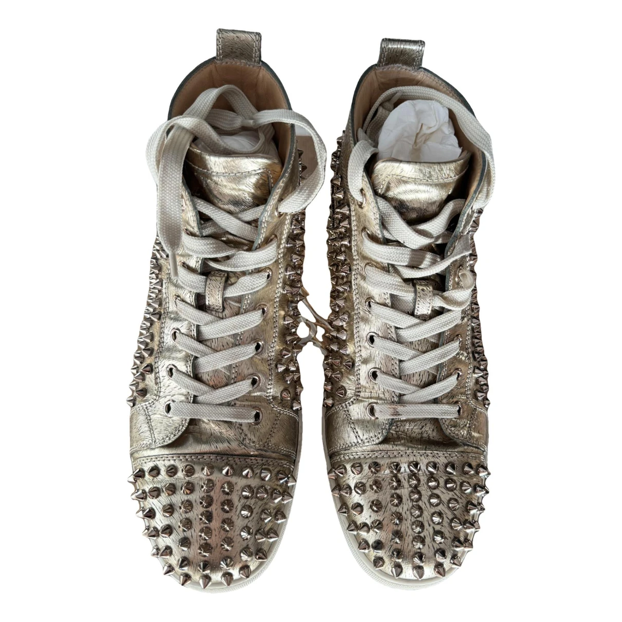 Pre-owned Christian Louboutin Louis Patent Leather High Trainers In Gold