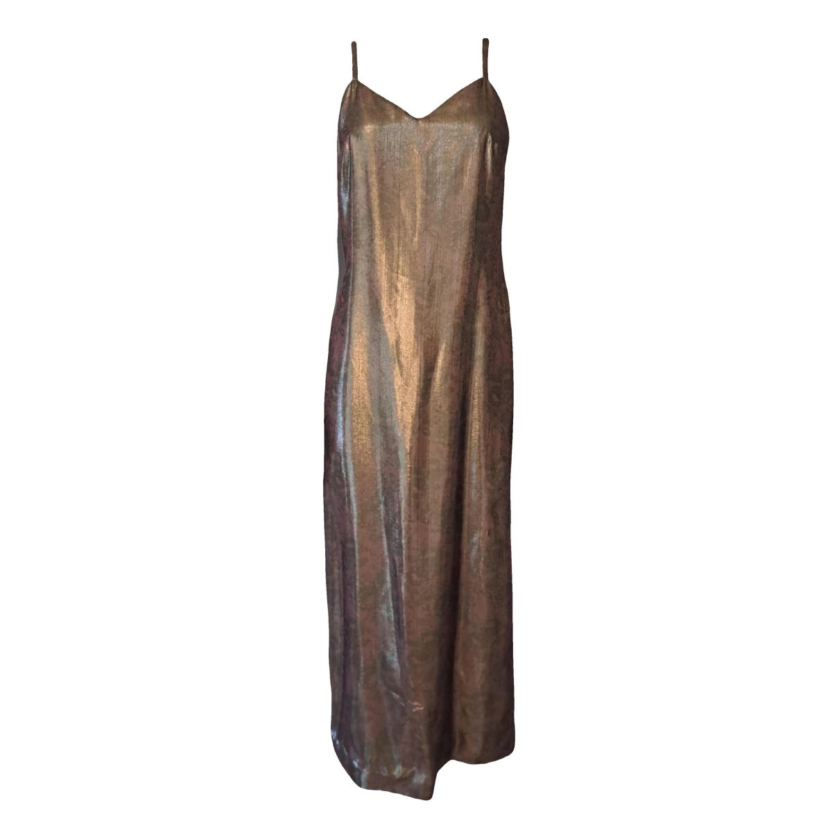 Pre-owned Versus Silk Maxi Dress In Gold