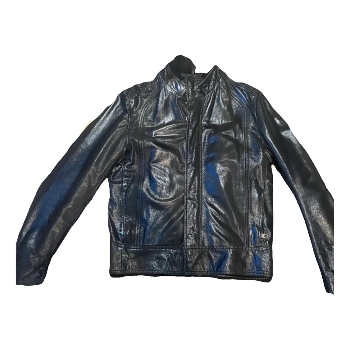 Pre-owned Dior Leather Coat In Blue