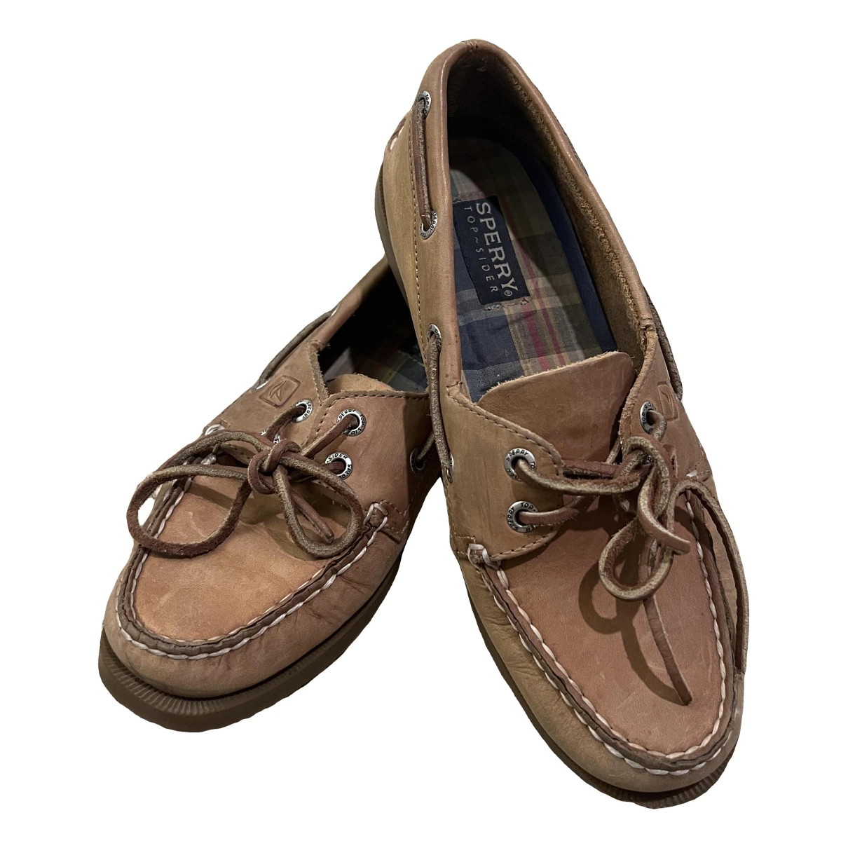 Pre-owned Sperry Leather Flats In Beige
