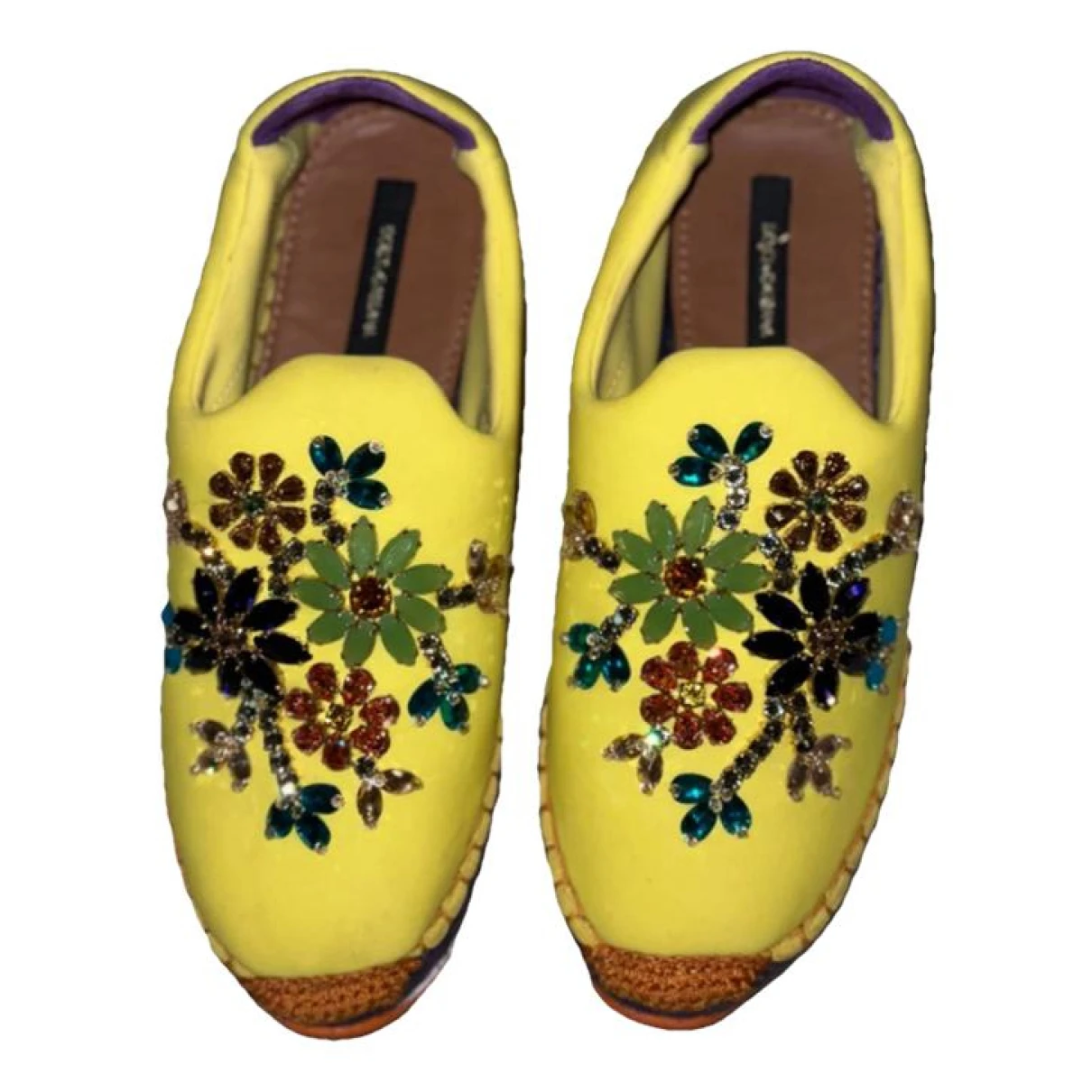 Pre-owned Dolce & Gabbana Glitter Espadrilles In Yellow