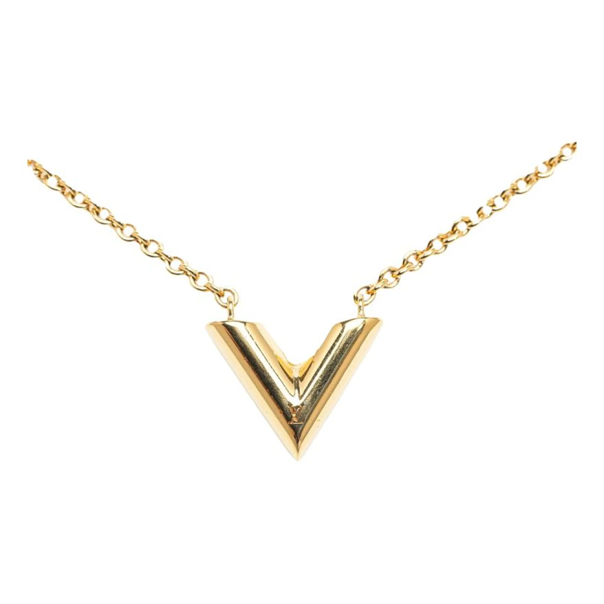 Pre-owned Louis Vuitton Essential V Necklace In Gold