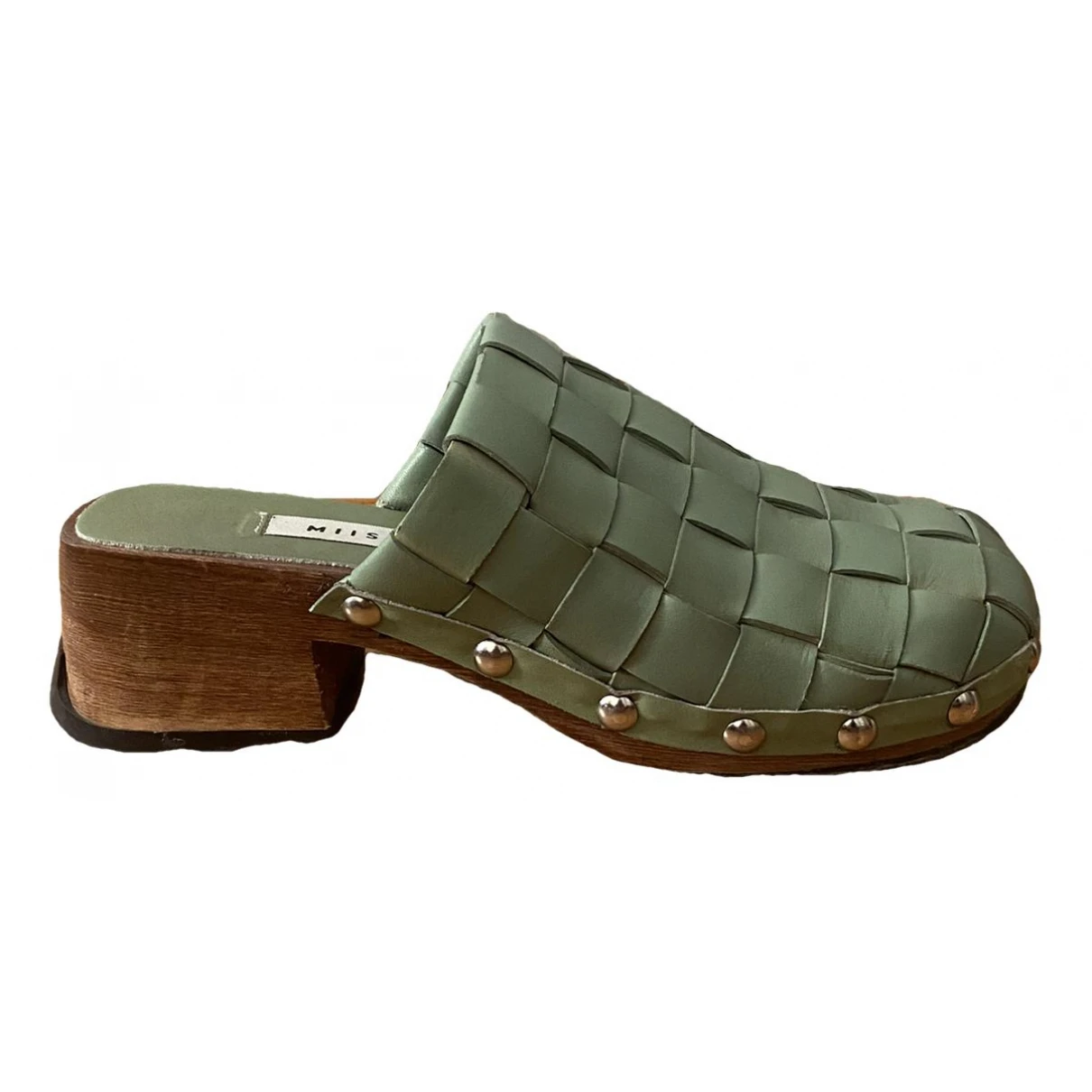 Pre-owned Miista Leather Mules & Clogs In Green