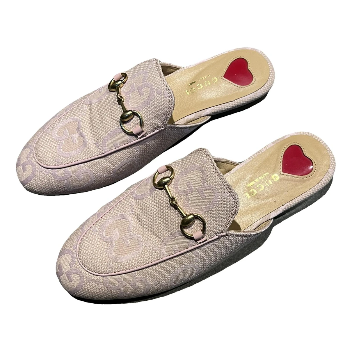Pre-owned Gucci Cloth Mules & Clogs In Pink