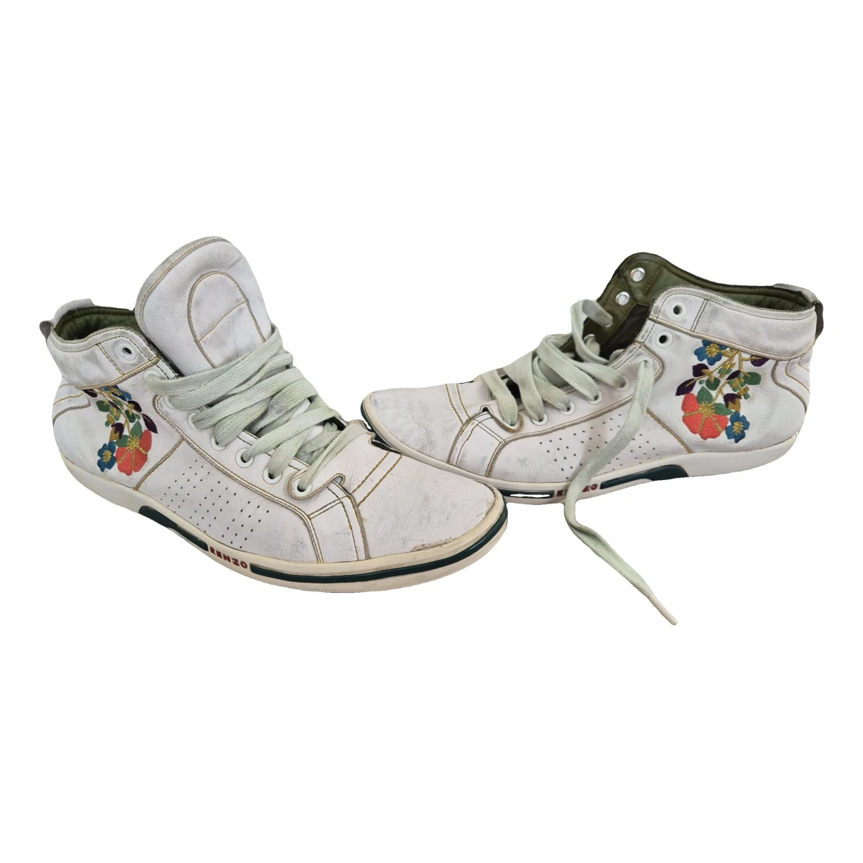 Pre-owned Kenzo Leather Lace Ups In White