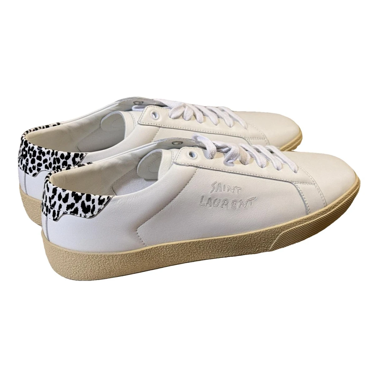 Pre-owned Saint Laurent Sl/06 Leather Low Trainers In White