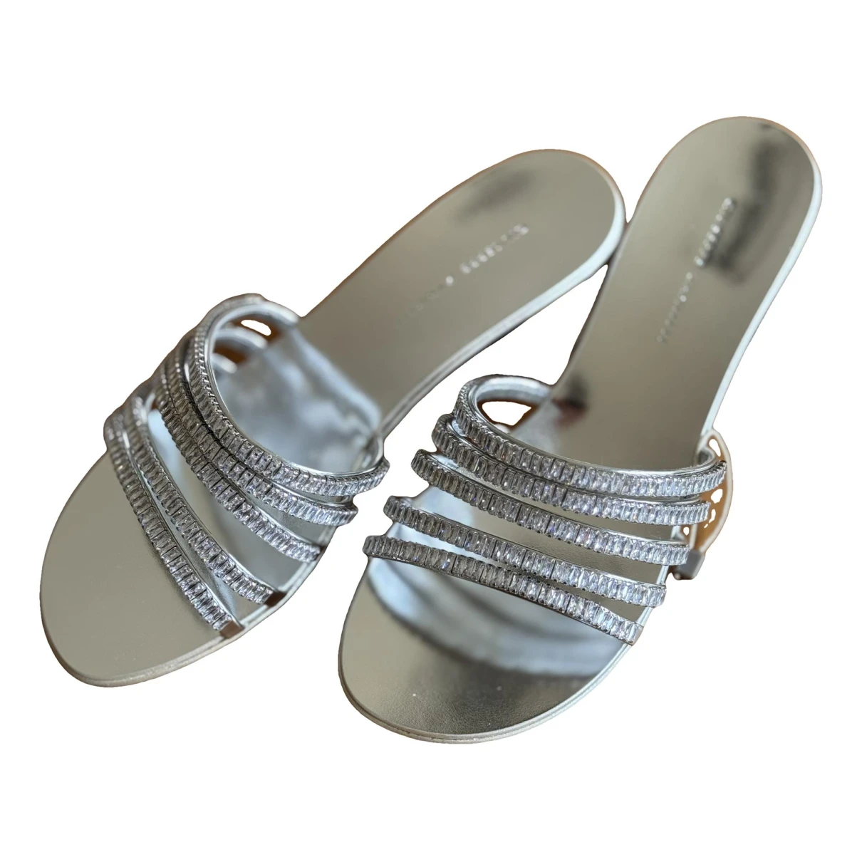 Pre-owned Giuseppe Zanotti Leather Mules & Clogs In Silver