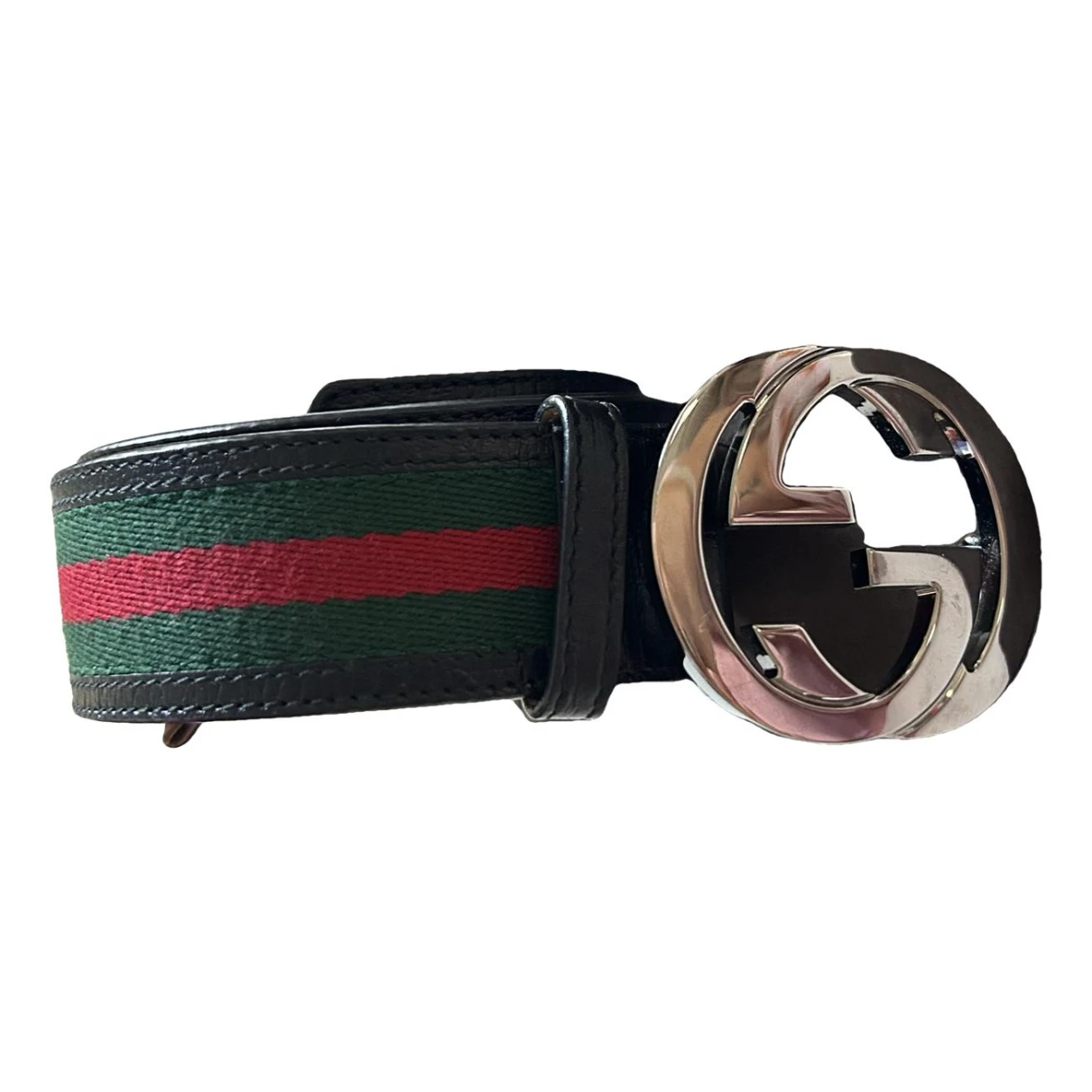 Pre-owned Gucci Vegan Leather Belt In Black