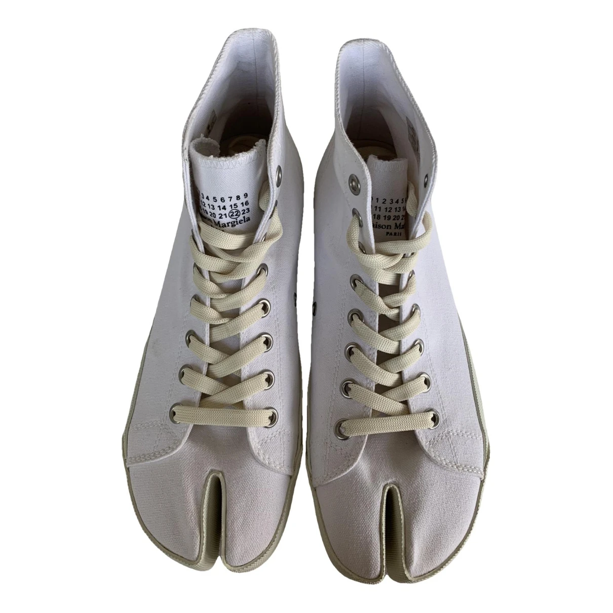 Pre-owned Maison Margiela Cloth High Trainers In White