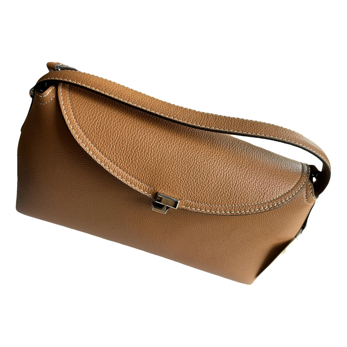 Pre-owned Totême T-lock Leather Handbag In Camel