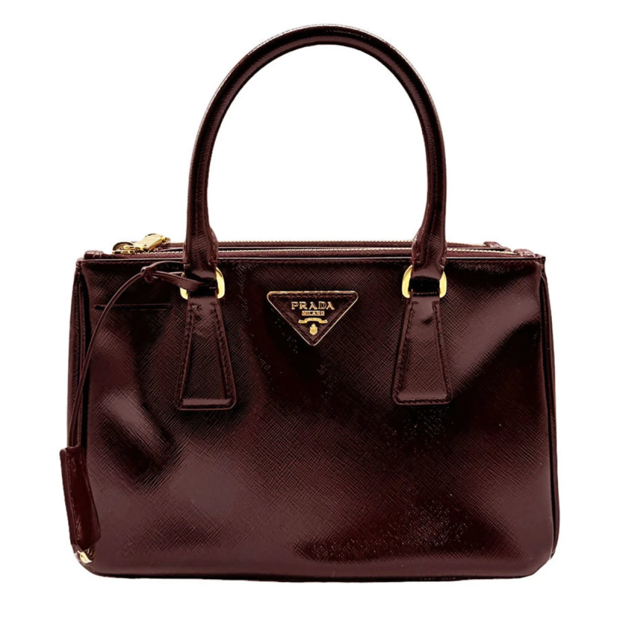 Pre-owned Prada Patent Leather Handbag In Burgundy