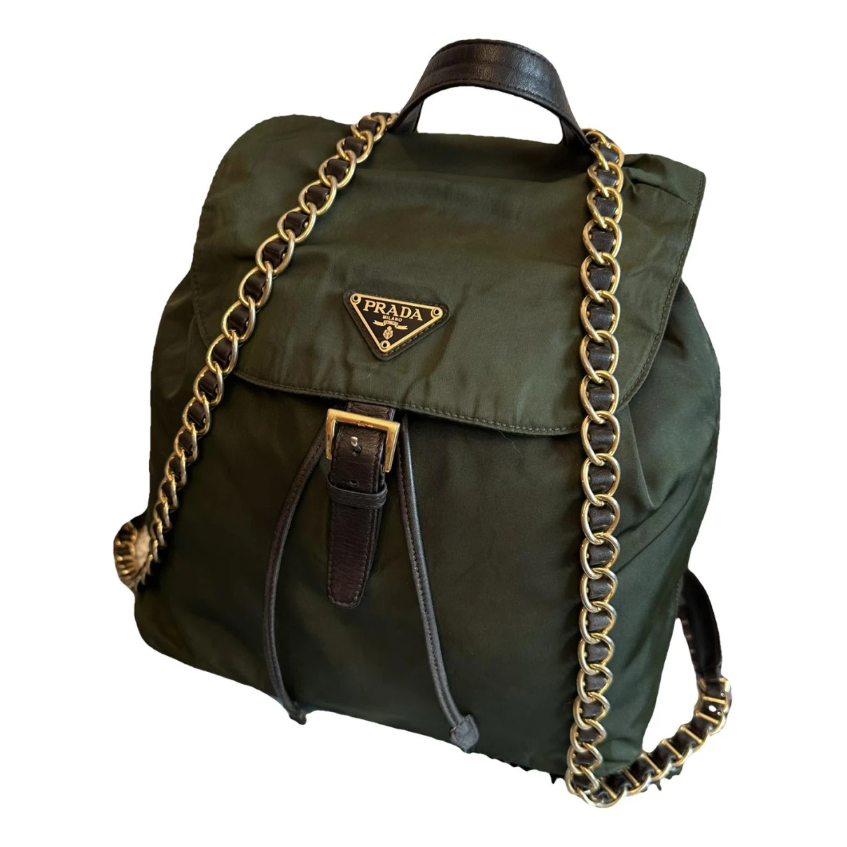 Pre-owned Prada Odette Backpack In Green