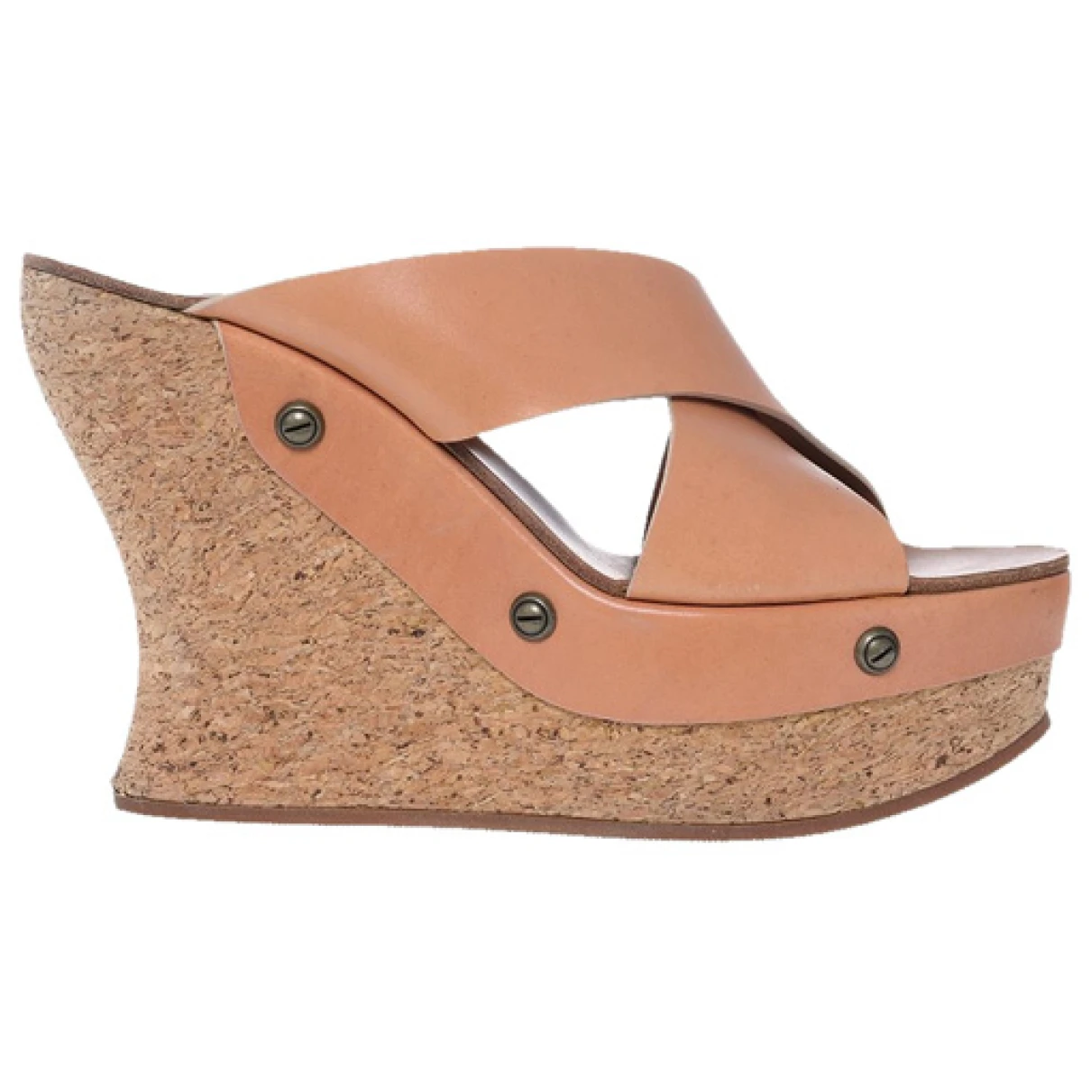 Pre-owned Chloé Leather Mules & Clogs In Camel
