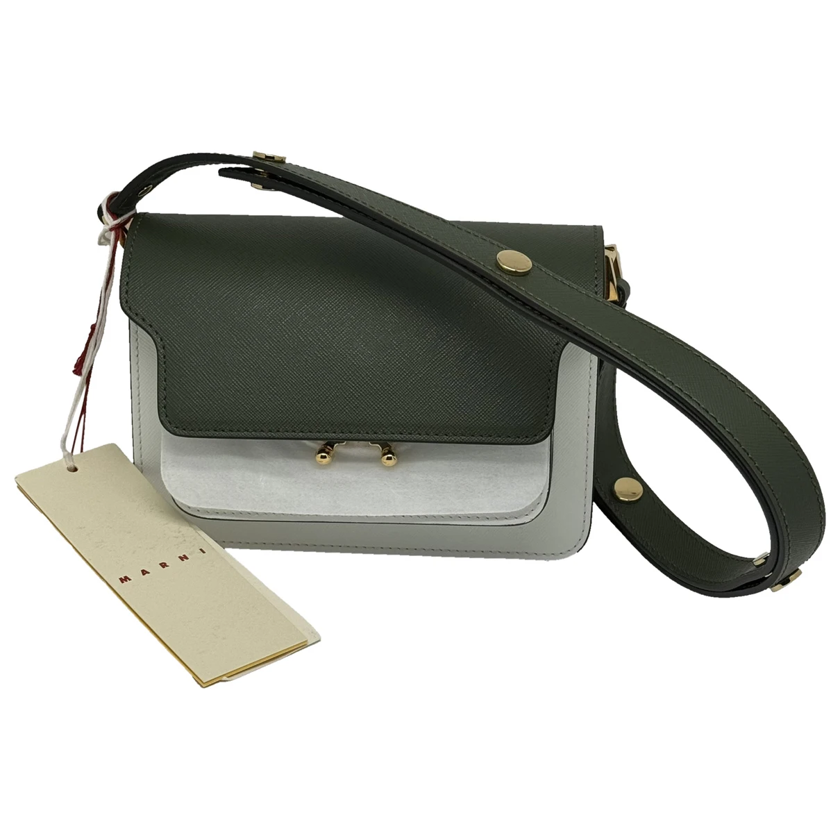 Pre-owned Marni Trunk Leather Crossbody Bag In Green
