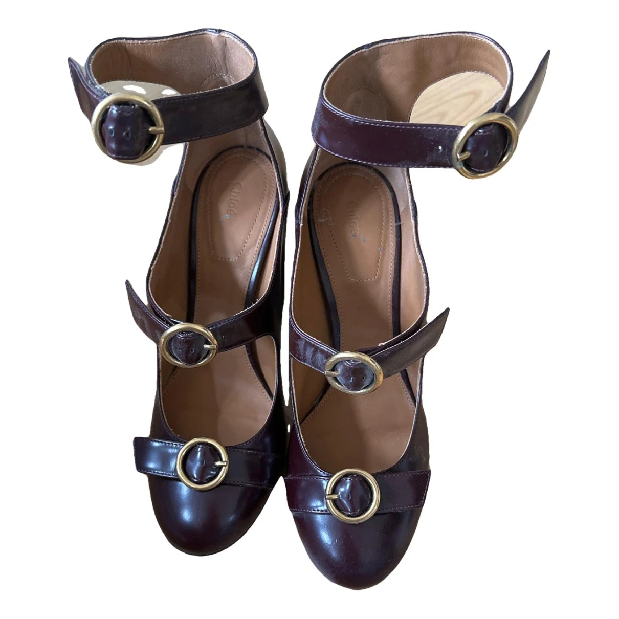 Pre-owned Chloé Leather Heels In Burgundy