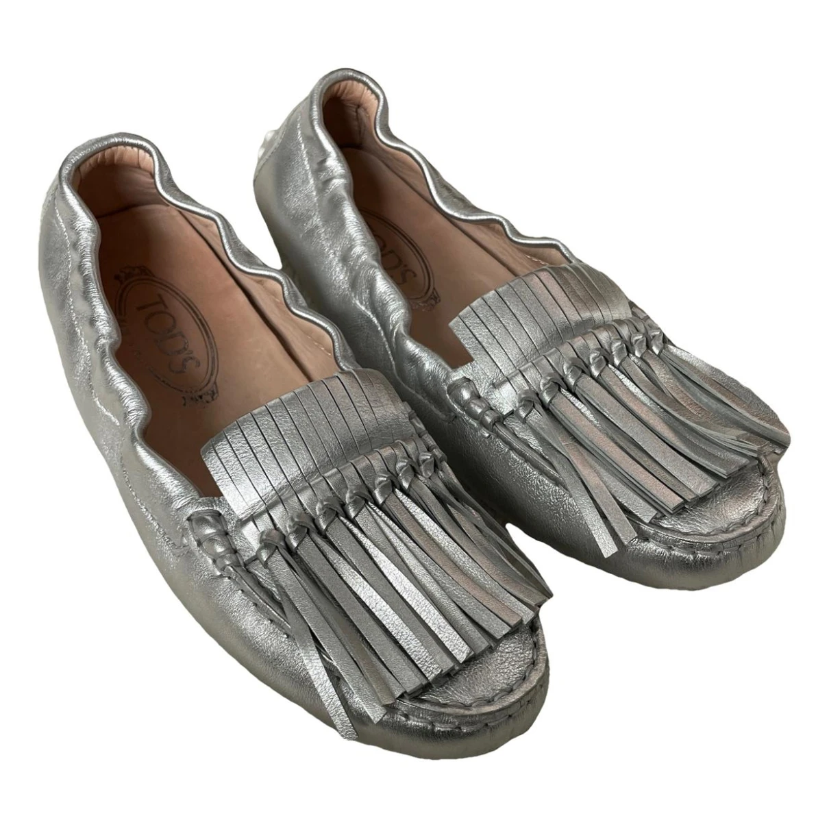 Pre-owned Tod's Leather Flats In Silver