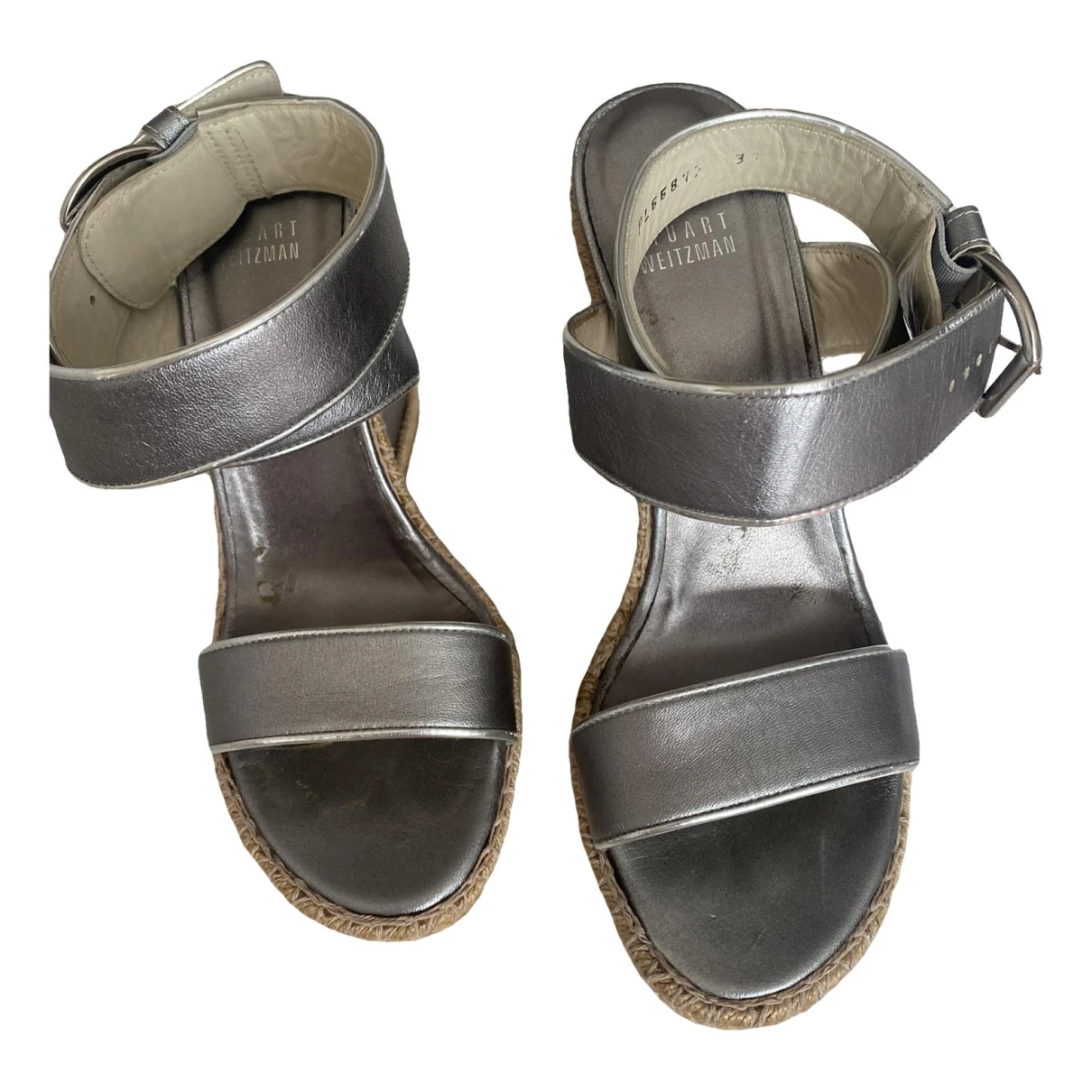Pre-owned Stuart Weitzman Leather Espadrilles In Silver
