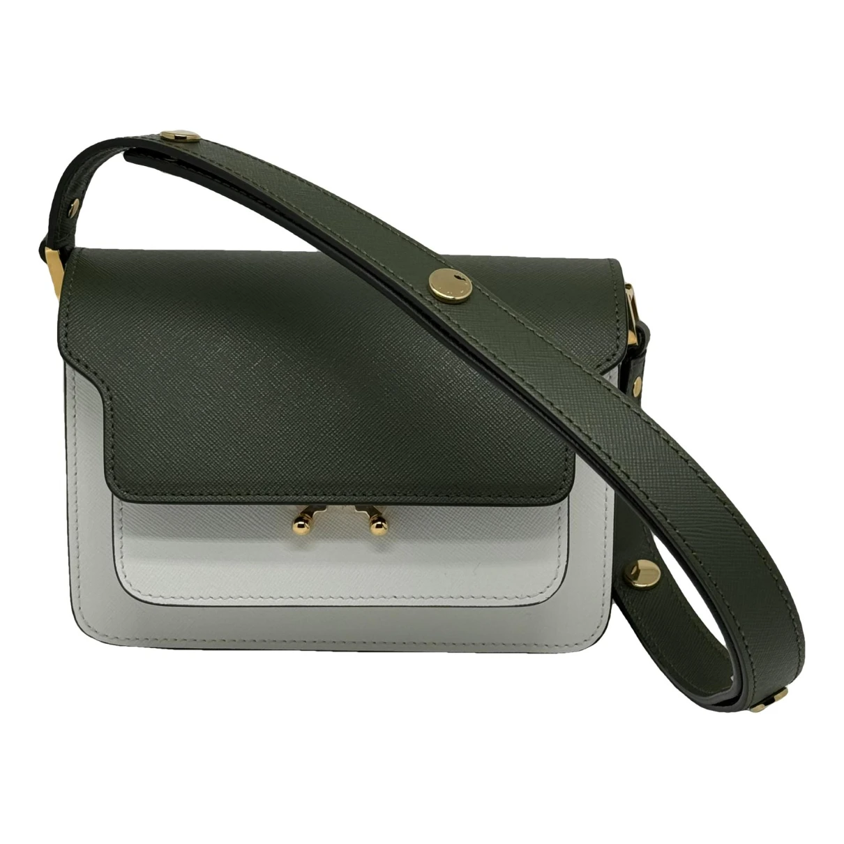 Pre-owned Marni Trunk Leather Handbag In Green