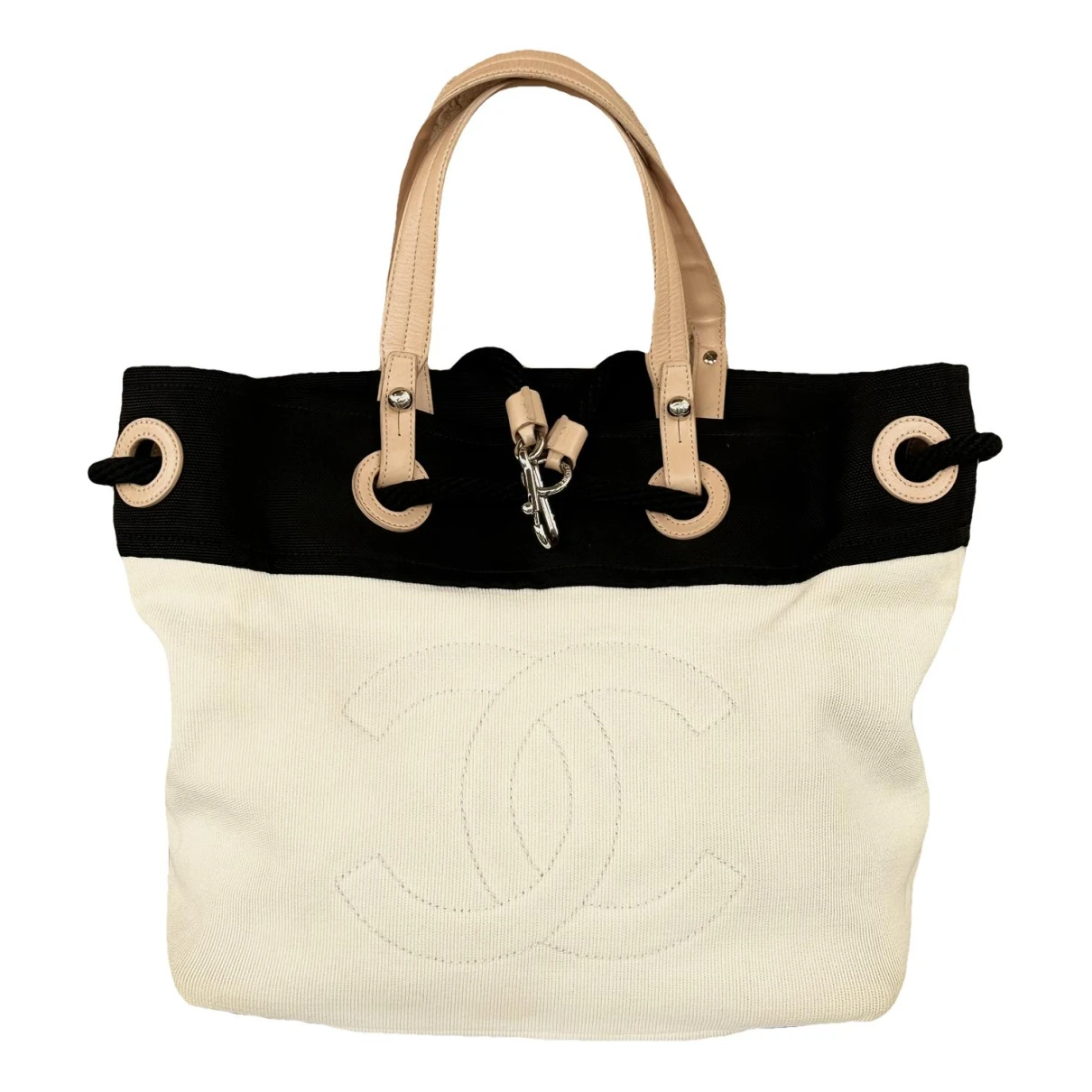 Pre-owned Chanel Deauville Tote In White