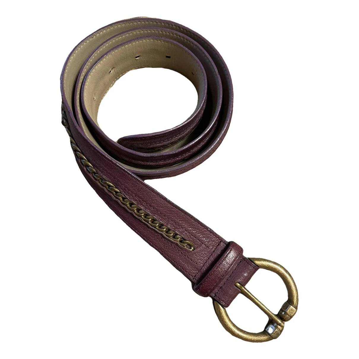 Pre-owned Bottega Veneta Leather Belt In Purple