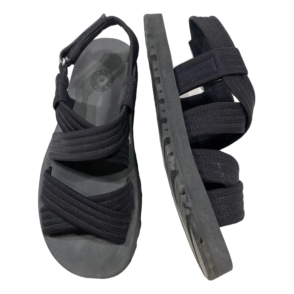 Pre-owned Dries Van Noten Cloth Sandals In Black