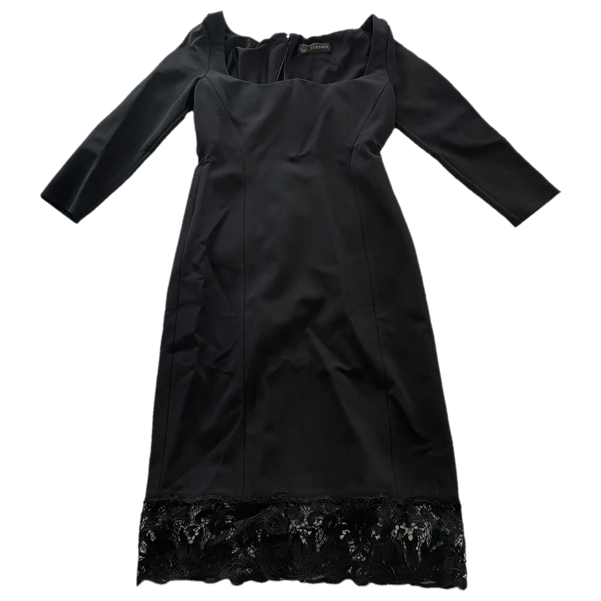Pre-owned Versace Silk Mid-length Dress In Black
